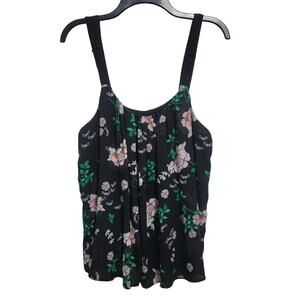 Maurices Womens Black Floral Tank Top Festival Bohemian Cottagecore Size XL